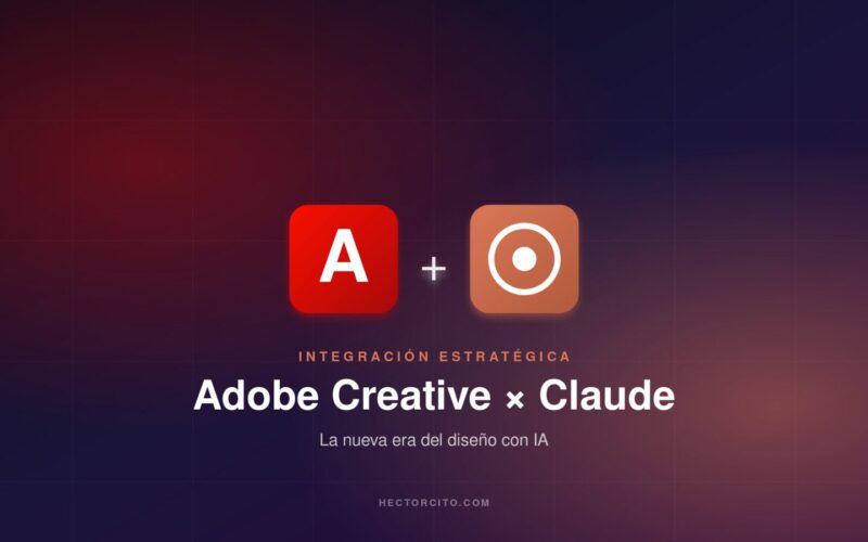 Logos de Adobe y Claude unidos sobre fondo oscuro