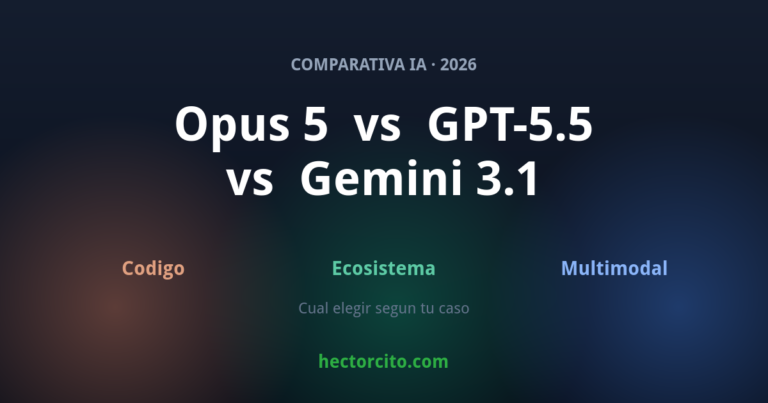 Opus 5 vs GPT-5.5 vs Gemini 3.1: ¿cuál IA elegir en 2026?