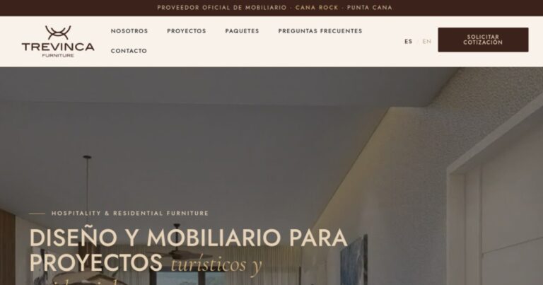 Sitio web de Trevinca Furniture, mobiliario premium en Punta Cana